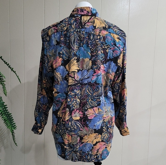 Vintage Abstract Floral Shirt Sz S Oversized Westbound 90's Bohemian Blouse - Picture 9 of 9